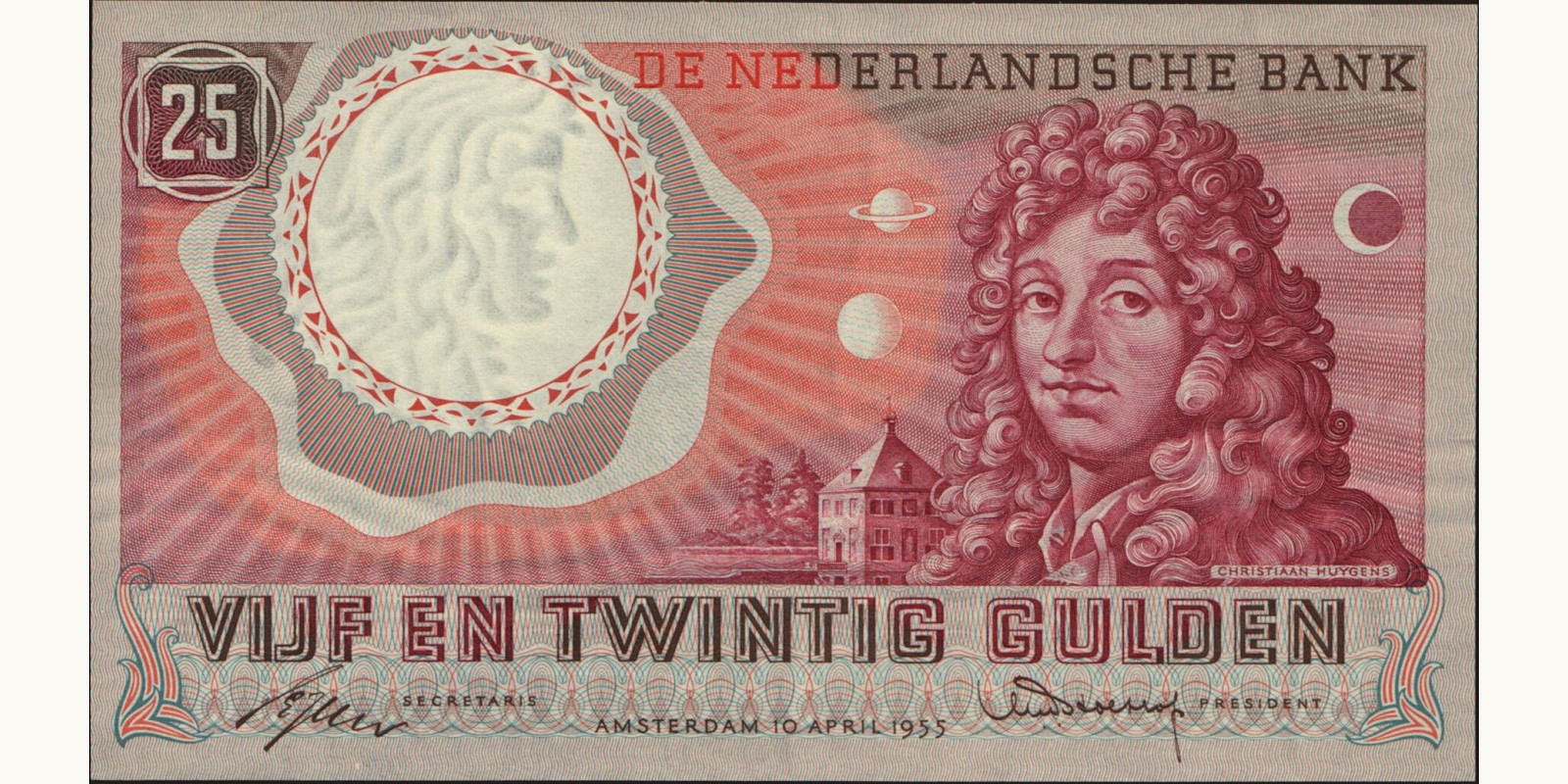 25 gulden Netherlands 1955 — Front side