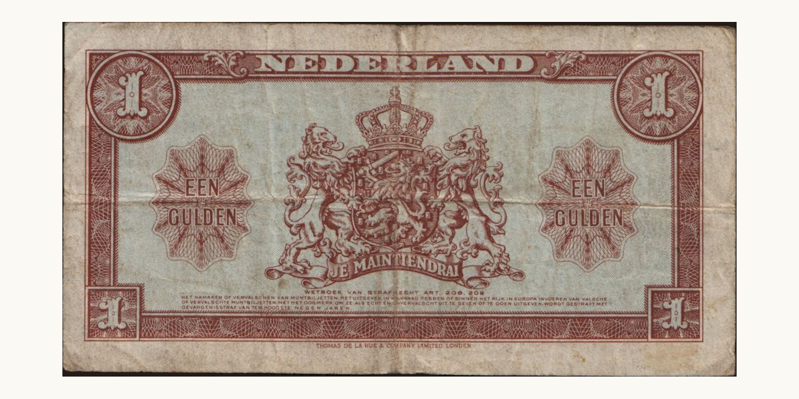 1 gulden Нидерланды 1945 — Оборотная сторона