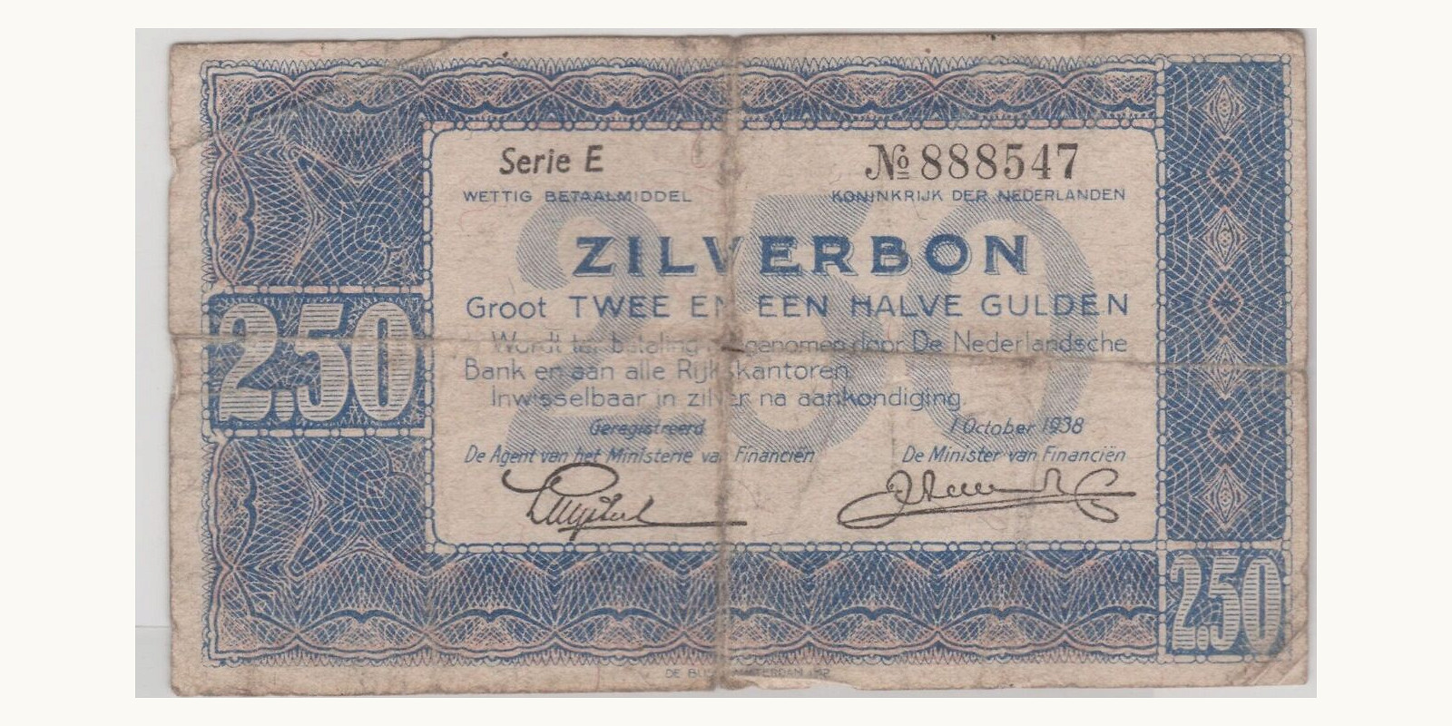 2.50 zilverbon 1938