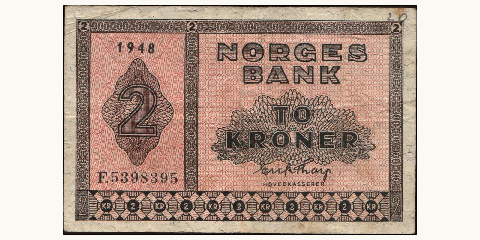 2 krone Norway 1948 — Front side