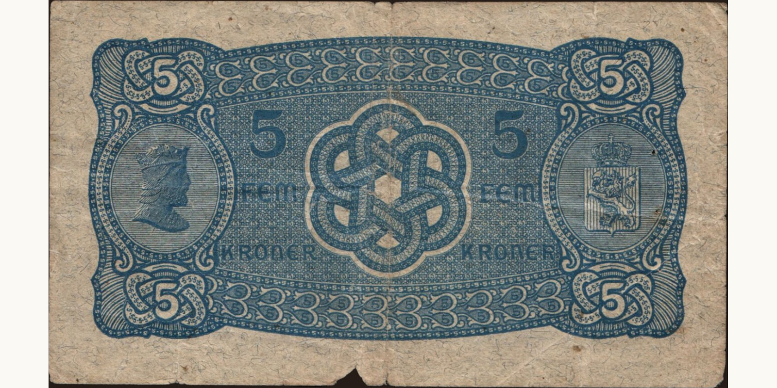 5 krone Norway 1927 — Back side