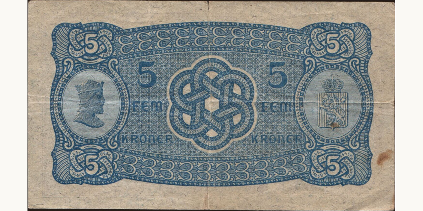5 krone Norway 1943 — Back side