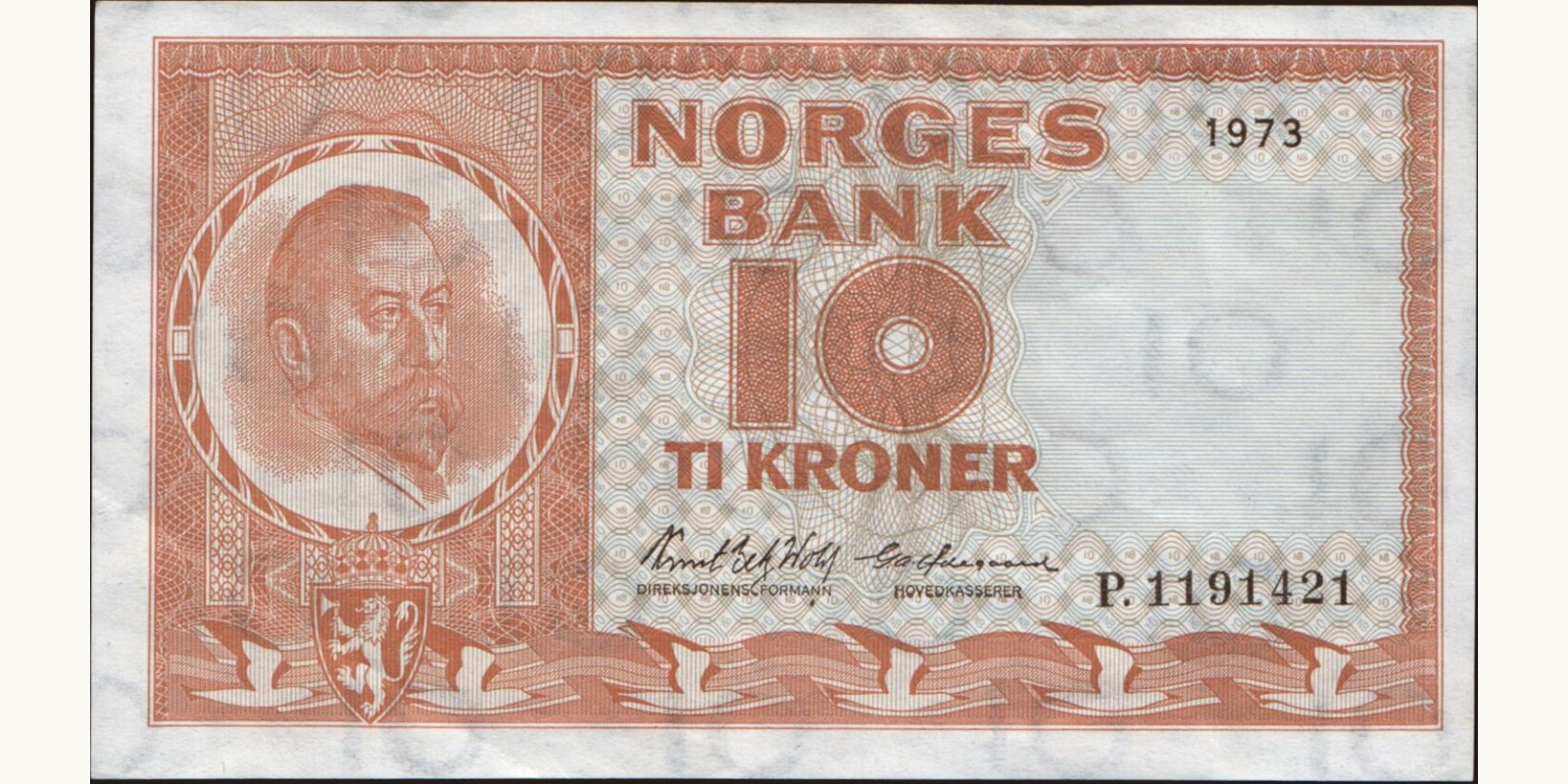10 krone Norway 1973 — Front side