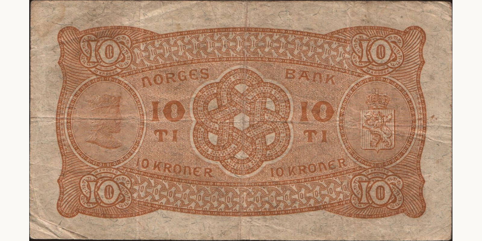 10 krone Norway 1942 — Back side