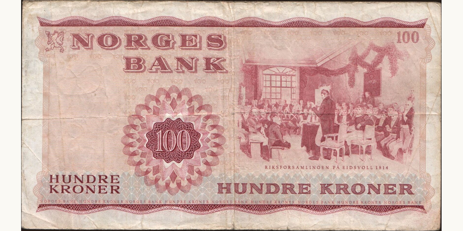 100 krone Norway 1973 — Back side