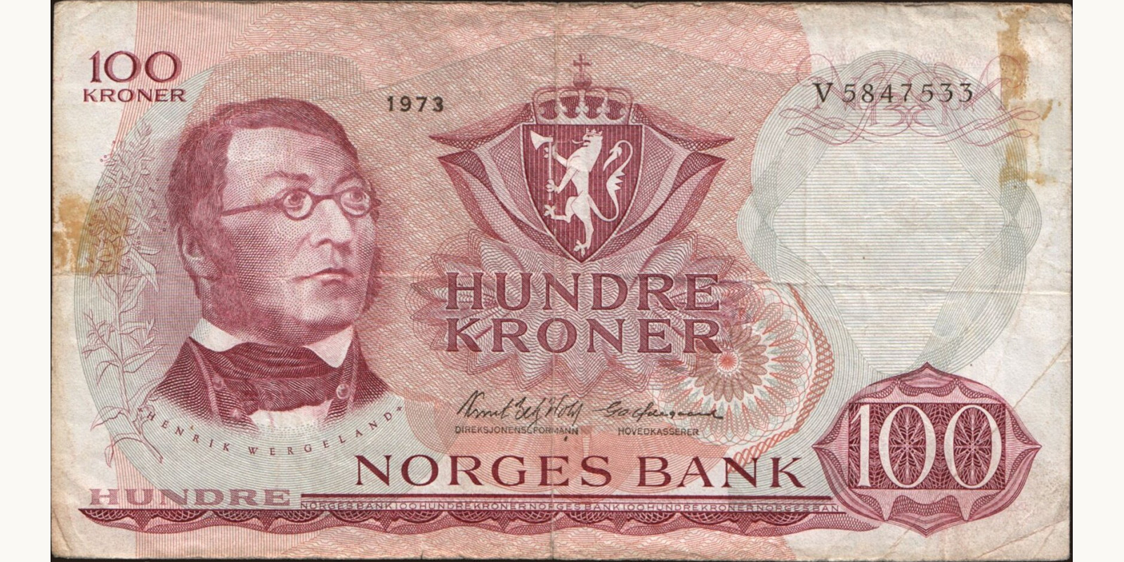 100 krone Norway 1973 — Front side