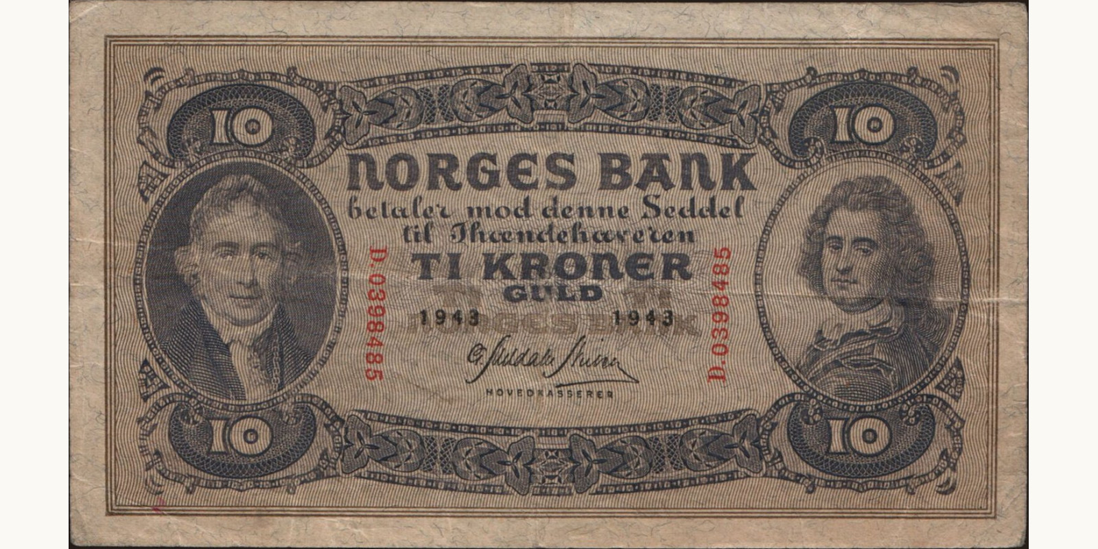 10 krone Норвегия 1943 — Лицевая сторона