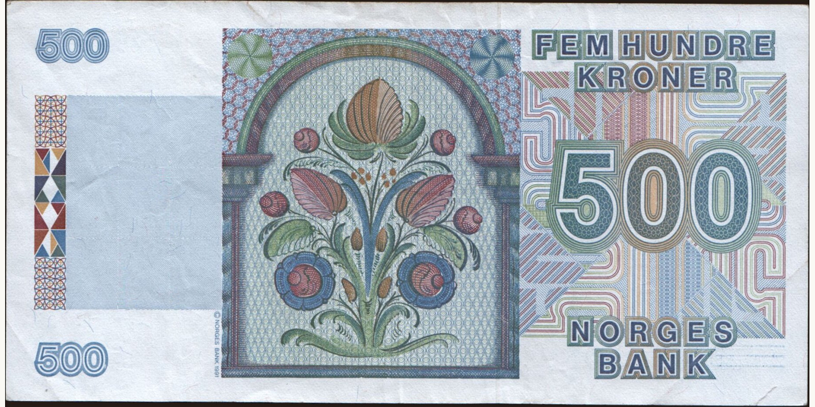 500 krone Norway 1991 — Back side