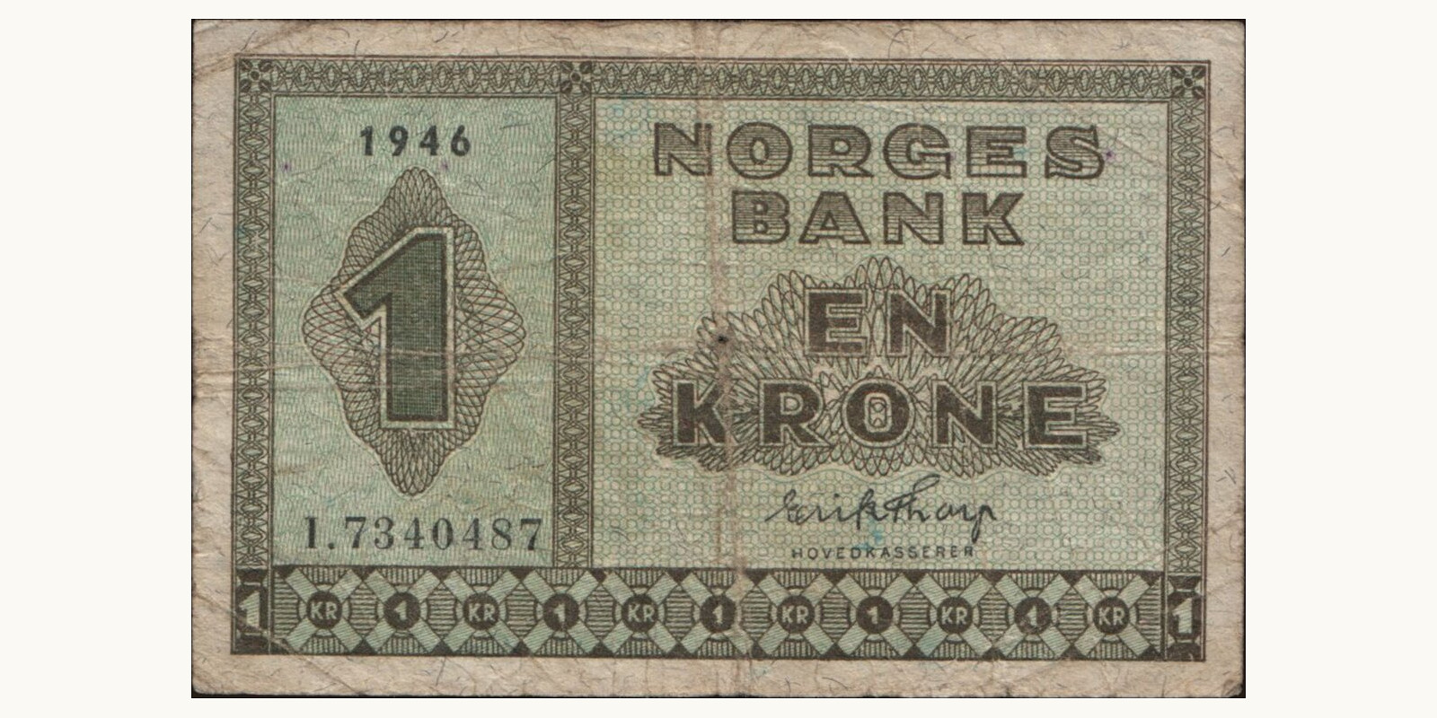 1 krone Norway 1946 — Front side