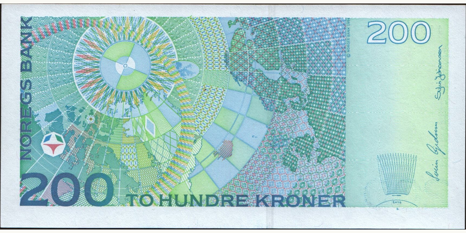 200 krone Норвегия 1999 — Оборотная сторона
