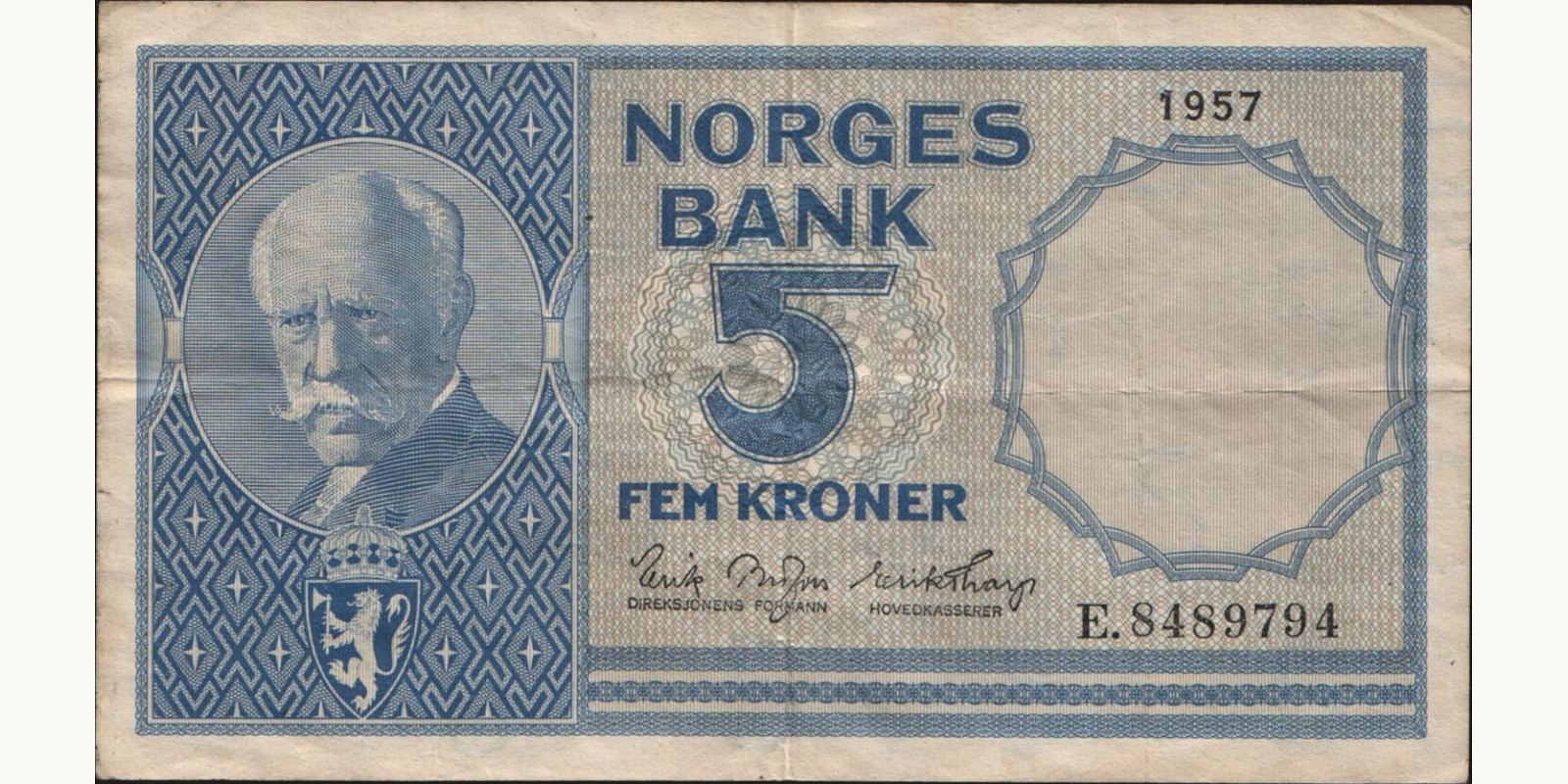 5 krone Norway 1957 — Front side