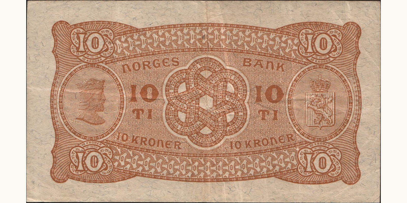 10 krone Норвегия 1940 — Оборотная сторона