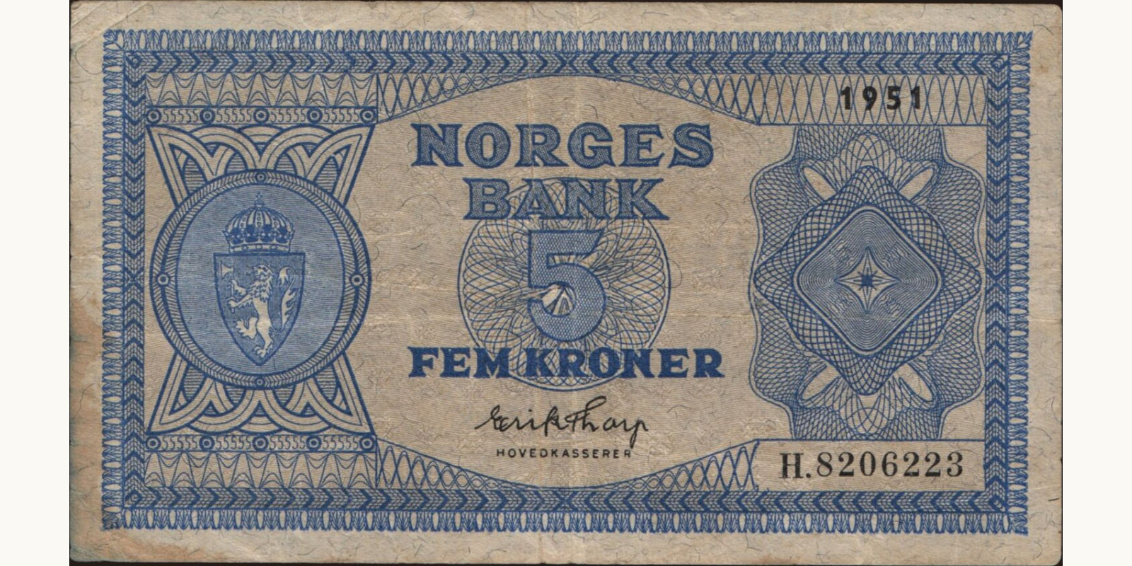 5 krone Норвегия 1951 — Лицевая сторона