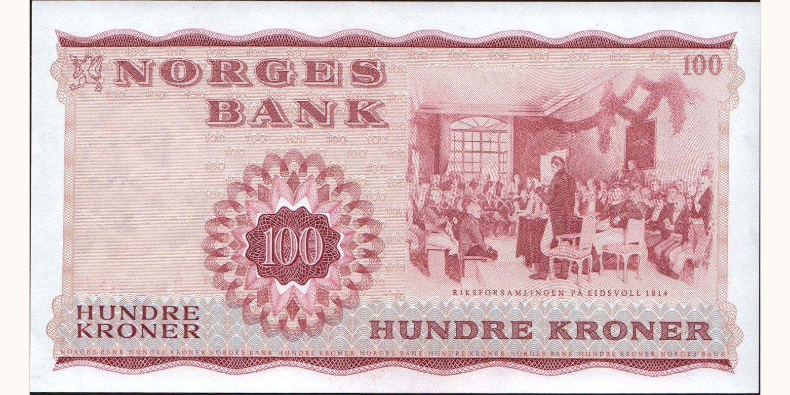 100 krone Норвегия 1977 — Оборотная сторона