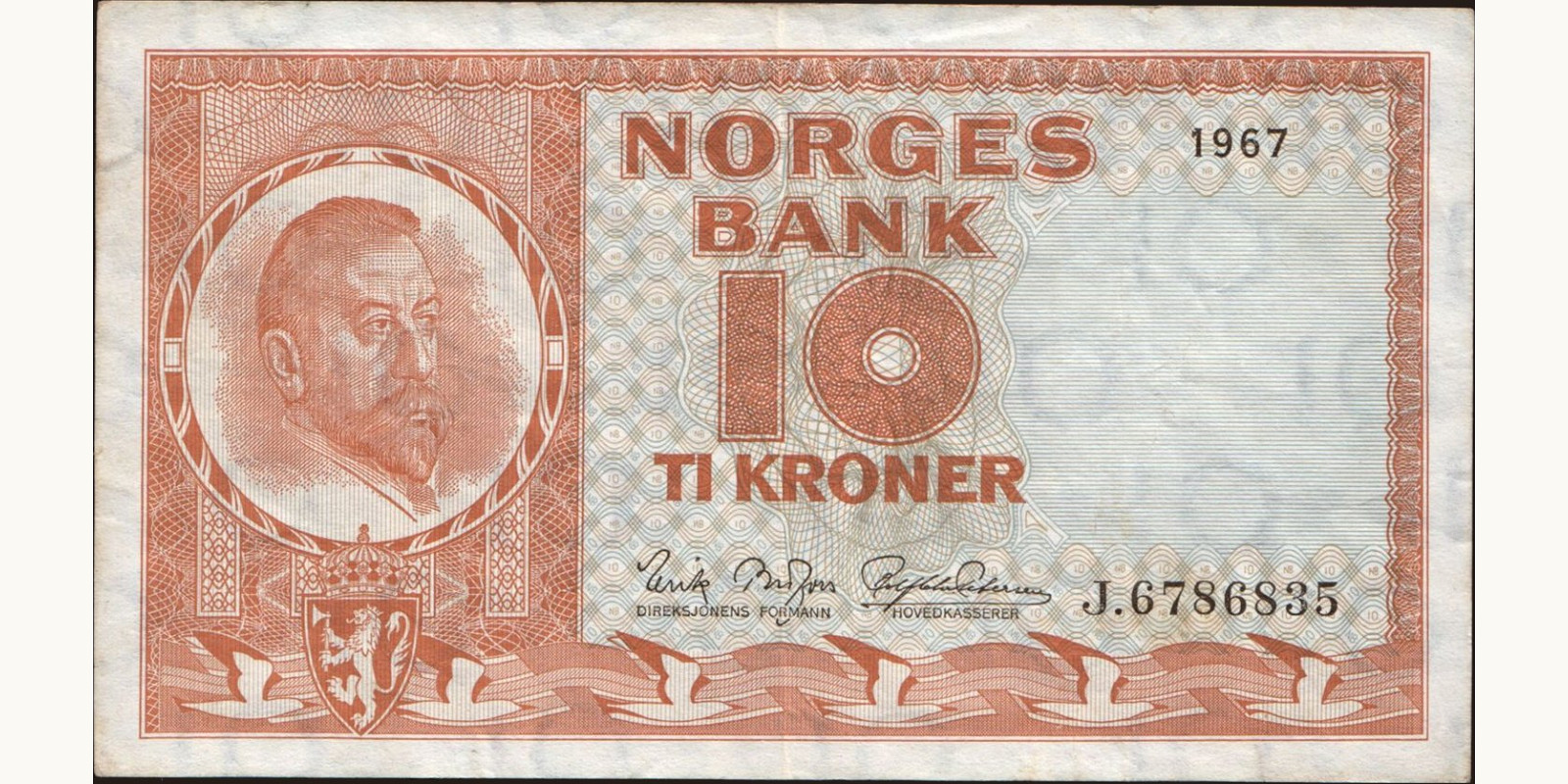 10 krone Норвегия 1967 — Лицевая сторона
