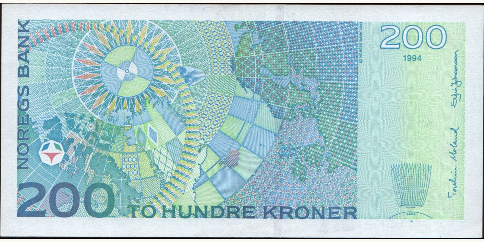 200 krone Норвегия 1994 — Оборотная сторона