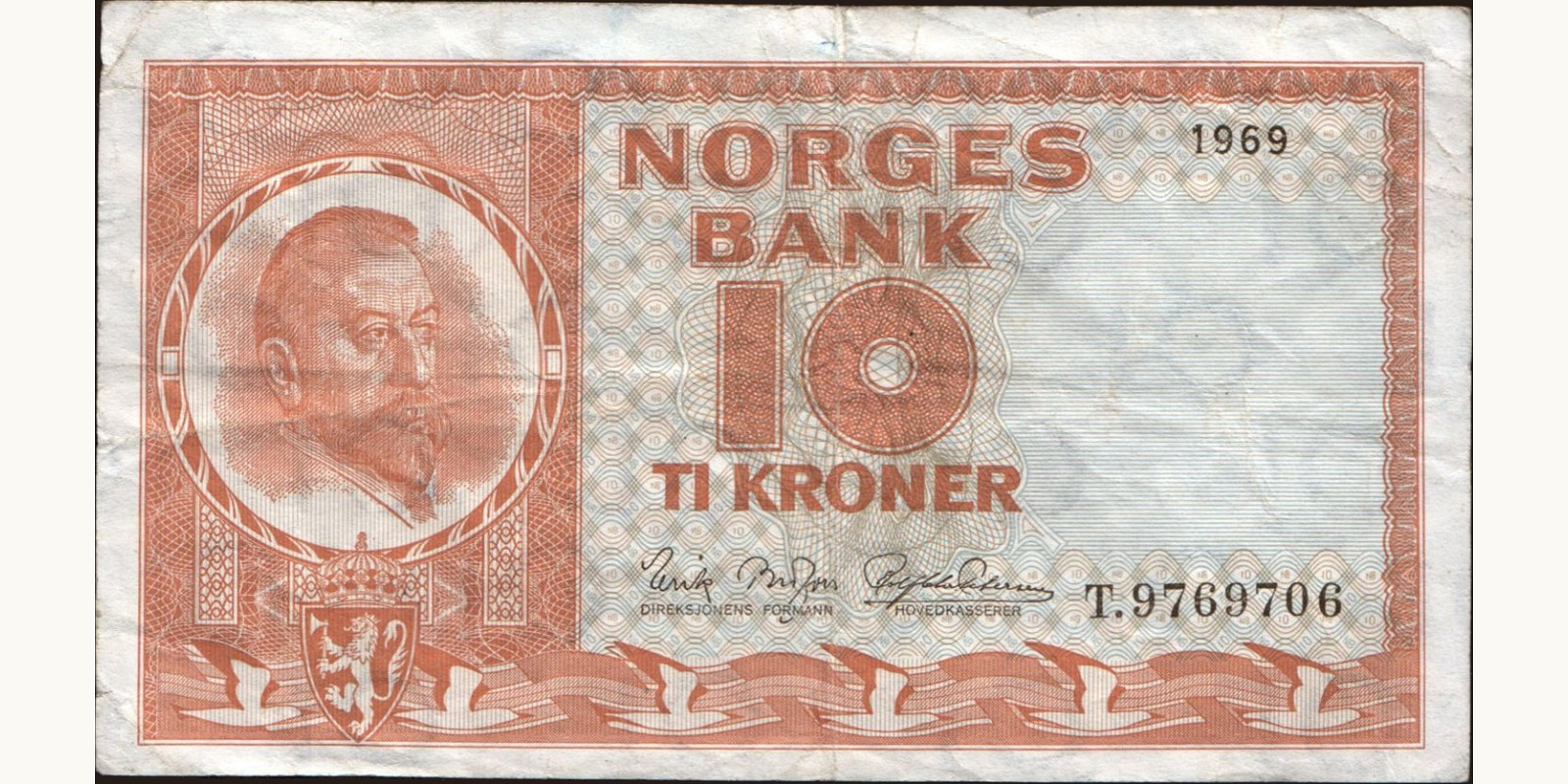 10 krone Норвегия 1969 — Лицевая сторона