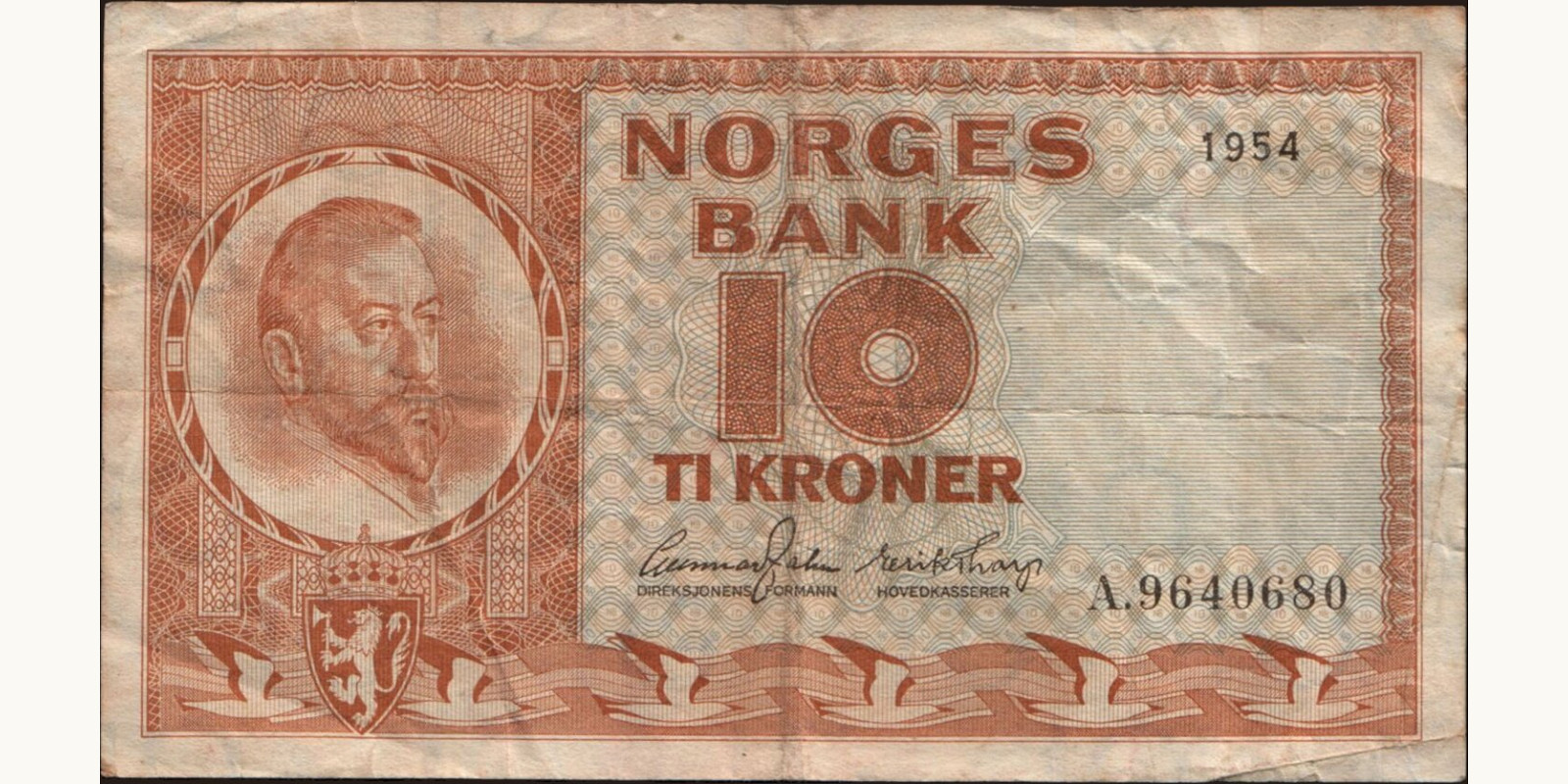10 krone Норвегия 1954 — Лицевая сторона