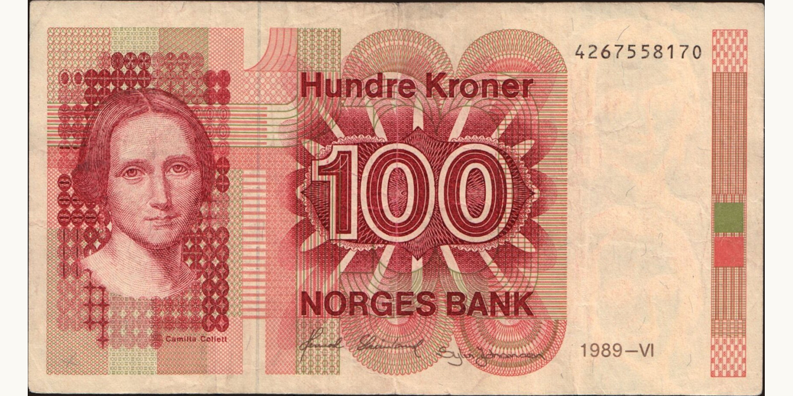 100 krone Норвегия 1989 — Лицевая сторона