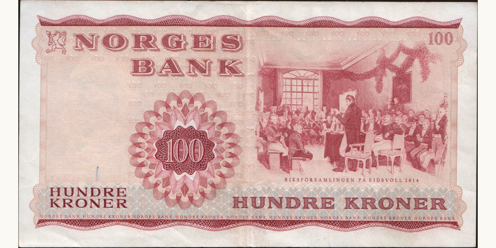 100 krone Норвегия 1970 — Оборотная сторона