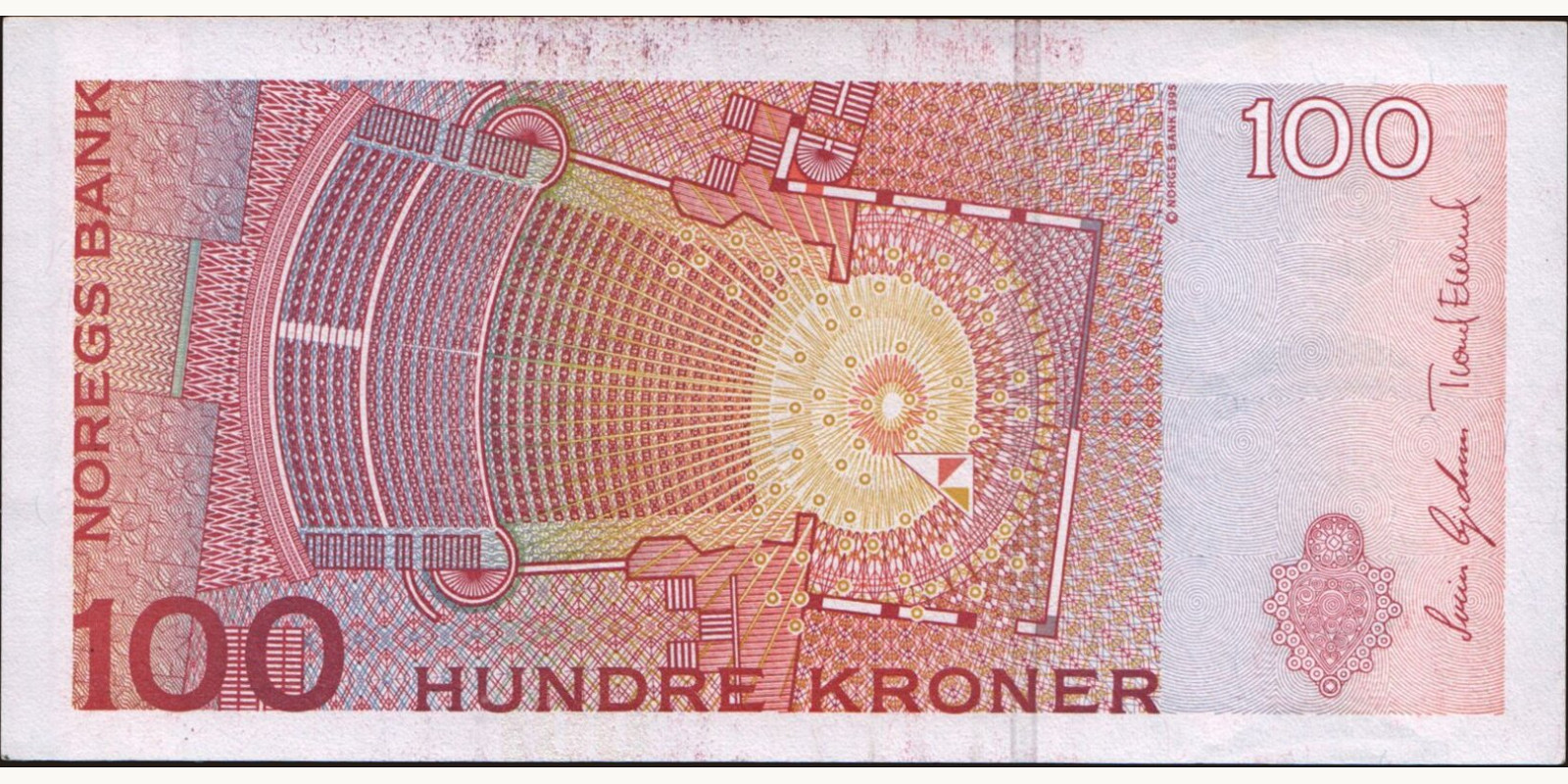 100 krone Norway 2003 — Back side
