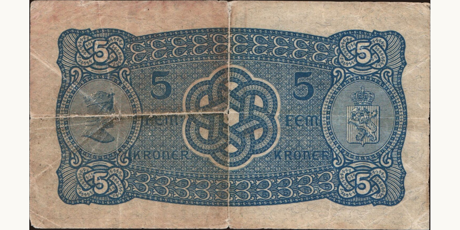 5 krone Norway 1938 — Back side