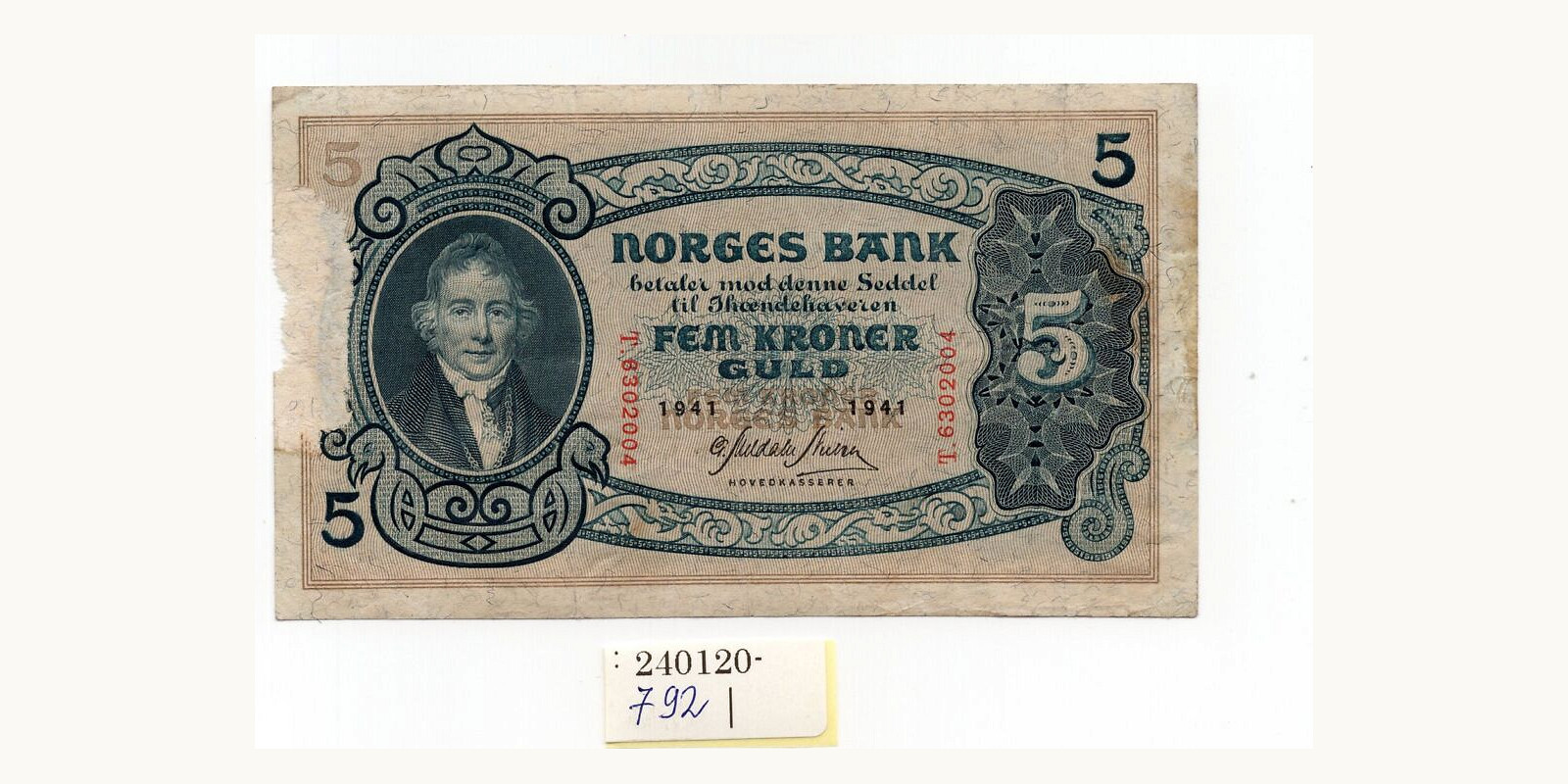 5 kroon Норвегия 1941 — Лицевая сторона