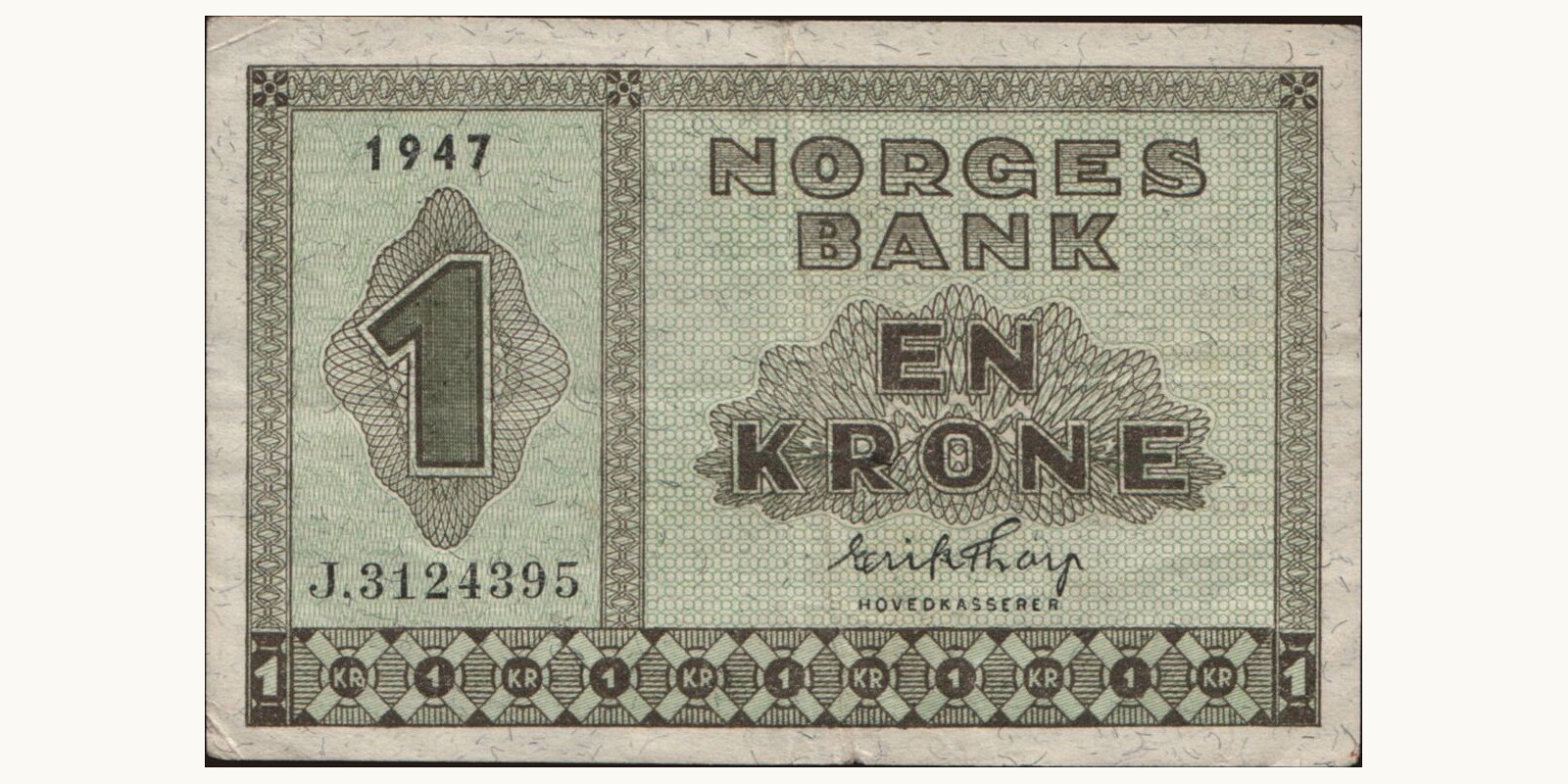 1 krone Norway 1947 — Front side