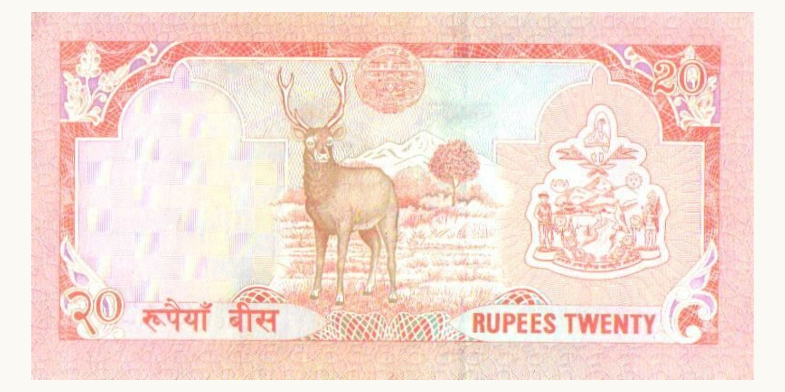 20 rupees Nepal 1985 — Back side