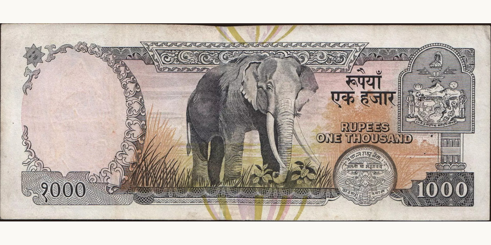 1000 rupees Непал 1996 — Оборотная сторона