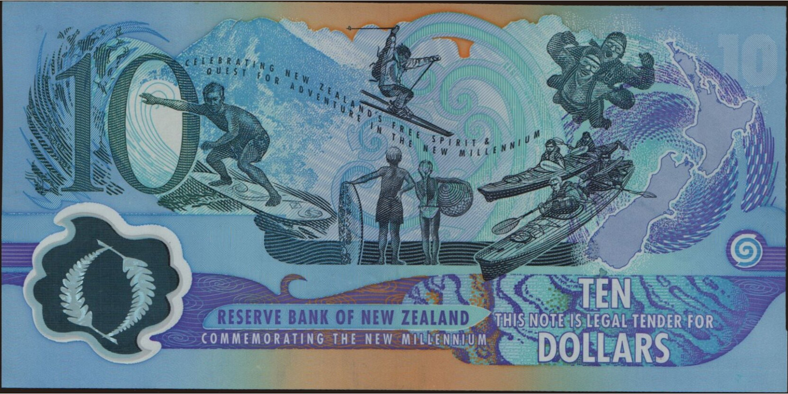 10 dollars Новая Зеландия 2000 — Лицевая сторона