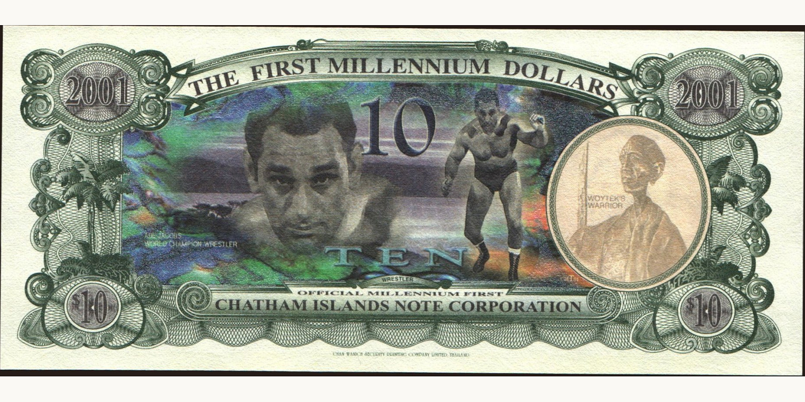 10 dollars Новая Зеландия 2001 — Оборотная сторона