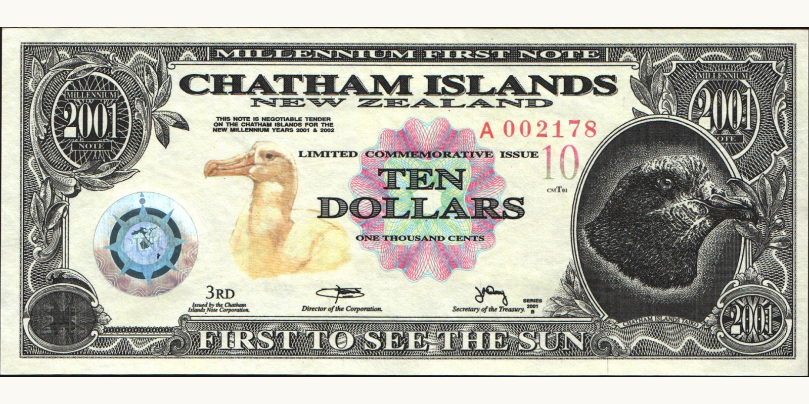 10 dollars Новая Зеландия 2001 — Лицевая сторона