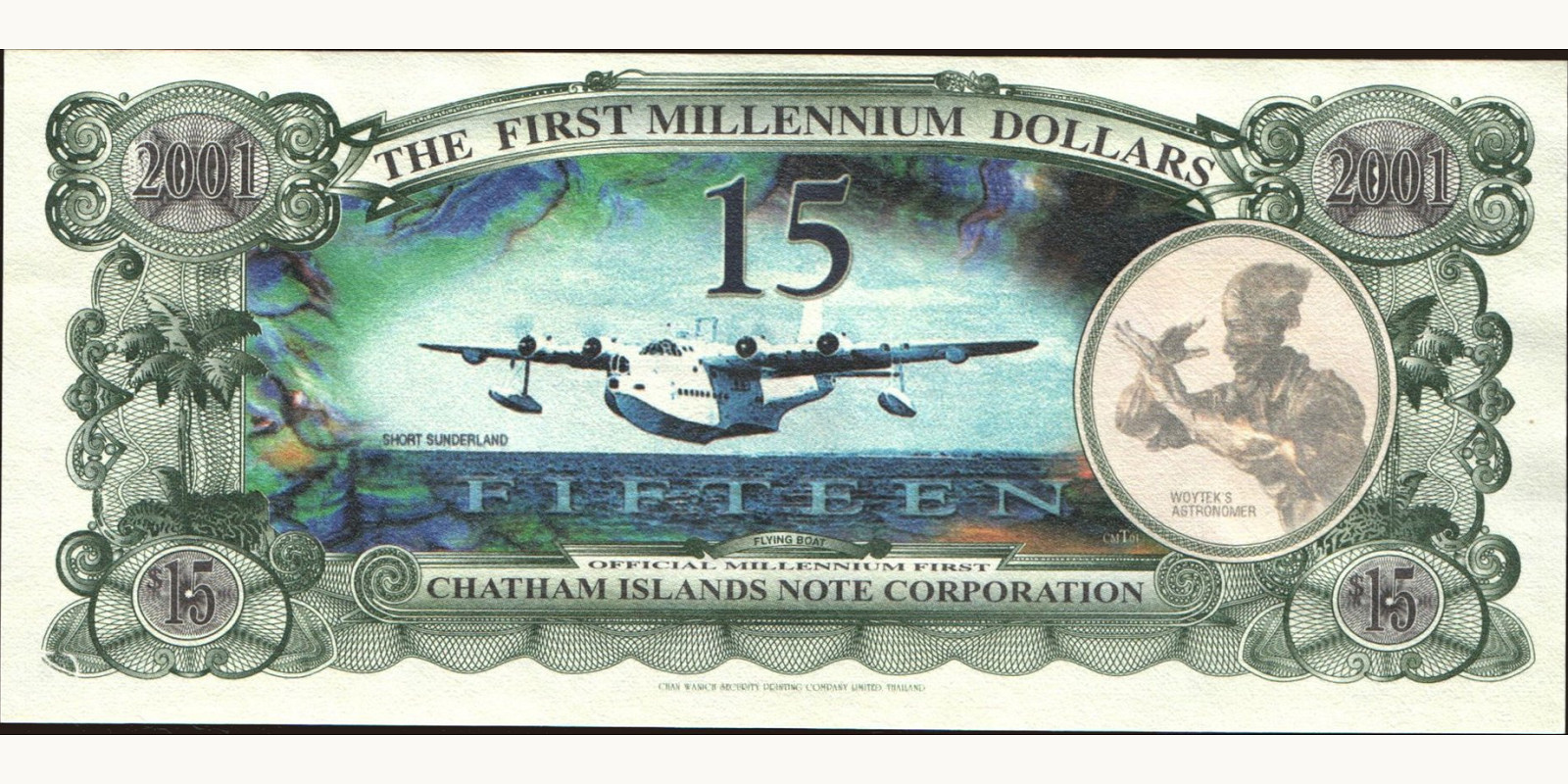 15 dollars New Zealand 2001 — Back side