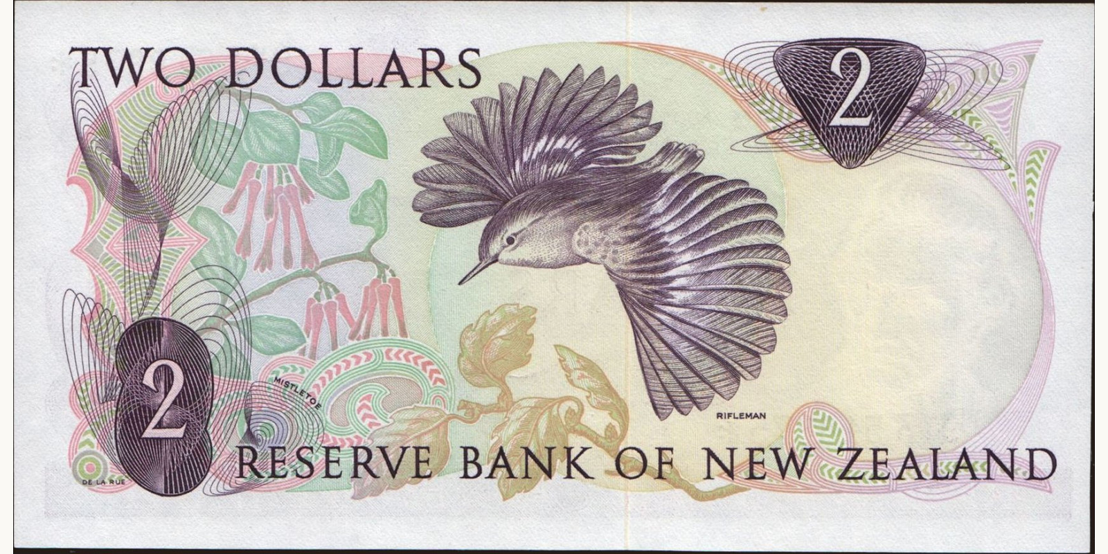 2 dollars New Zealand 1977 — Back side