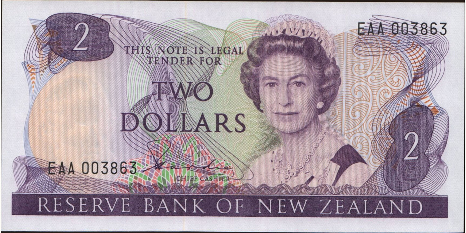 2 dollars Новая Зеландия 1981 — Лицевая сторона