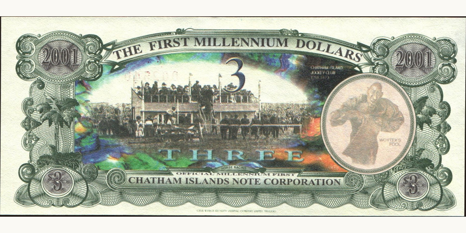 3 dollars New Zealand 2001 — Back side