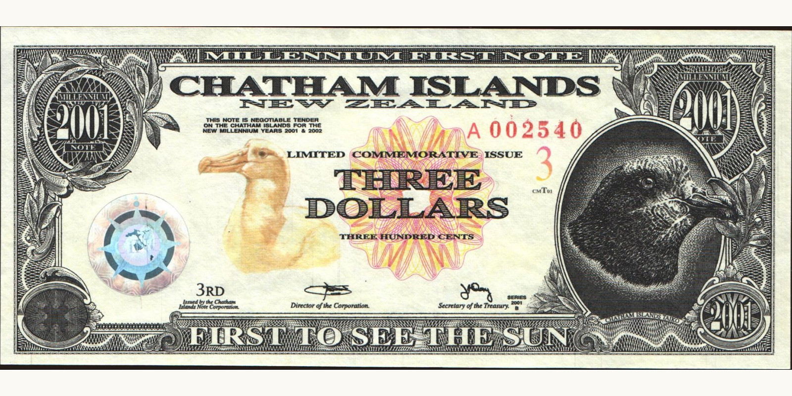 3 dollars New Zealand 2001 — Front side