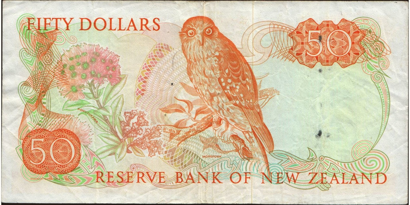 50 dollars Новая Зеландия 1981 — Оборотная сторона