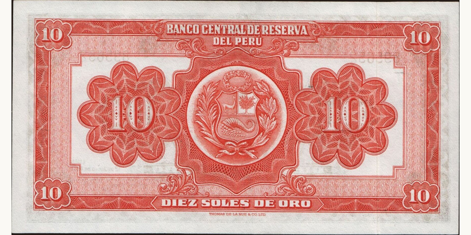 10 soles Peru 1951 — Back side