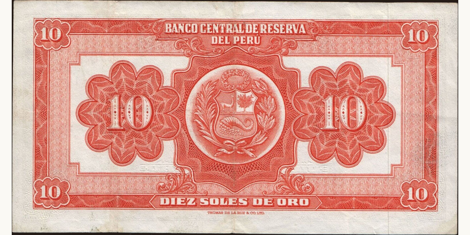 10 soles Peru 1953 — Back side
