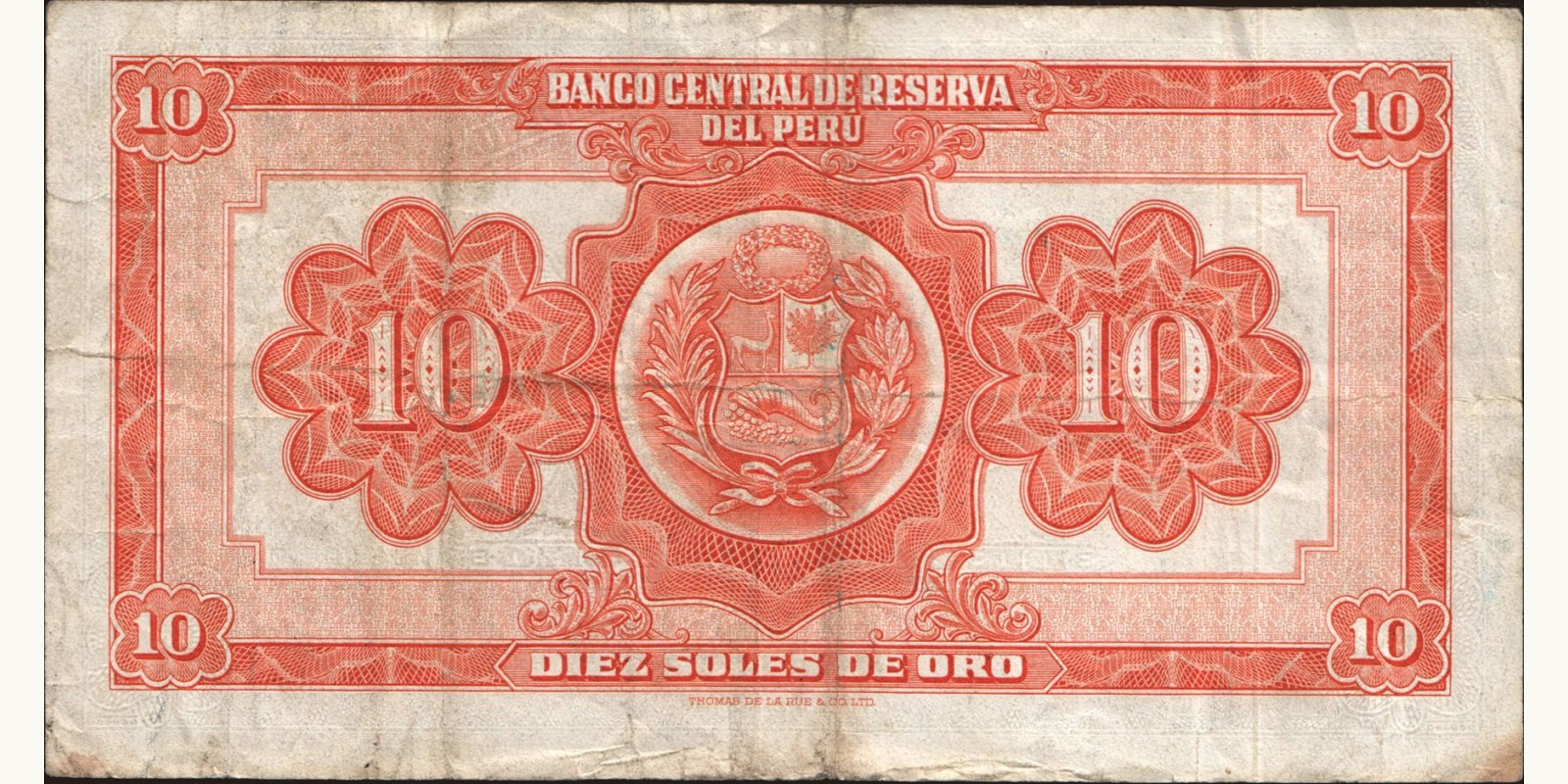 10 soles Peru 1955 — Back side