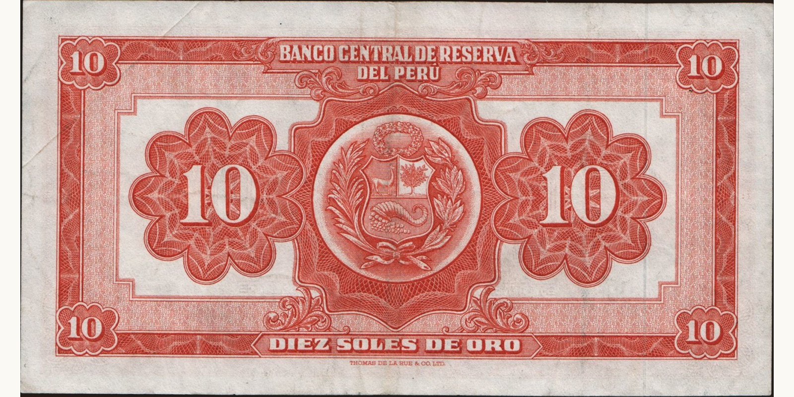 10 soles Перу 1960 — Оборотная сторона