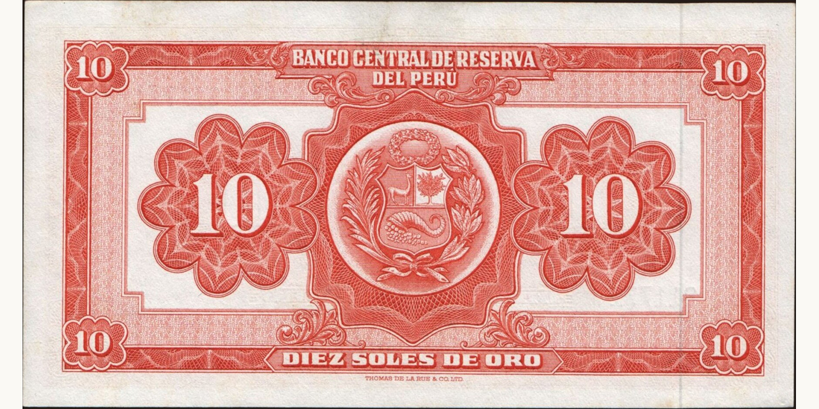 10 soles Перу 1961 — Оборотная сторона