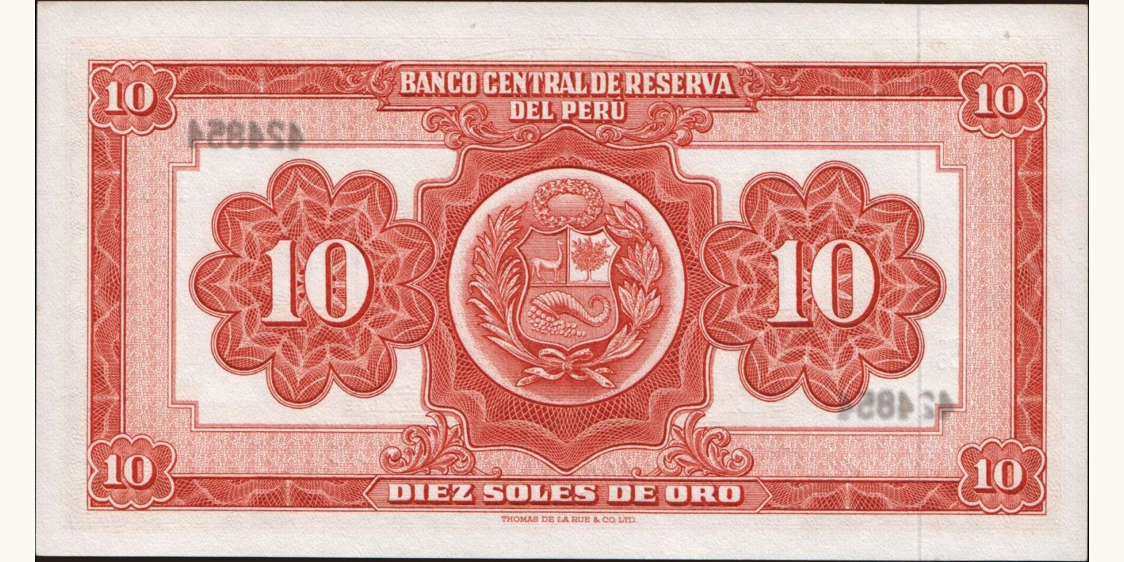 10 soles Peru 1963 — Back side