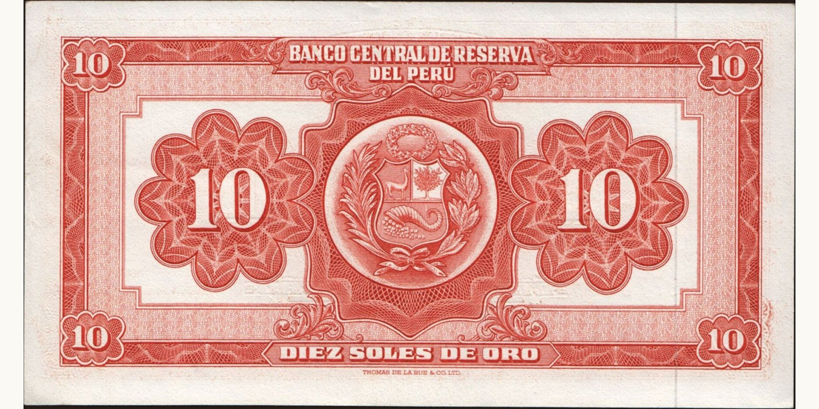 10 soles Перу 1966 — Оборотная сторона