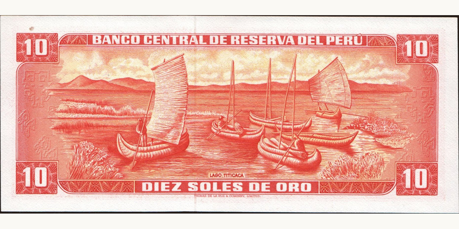 10 soles Перу 1969 — Оборотная сторона