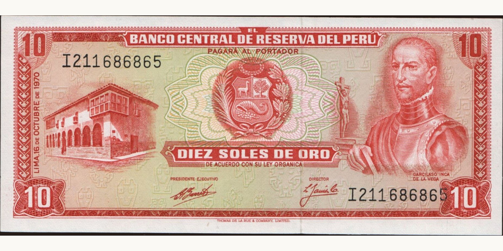 10 soles Peru 1970 — Front side