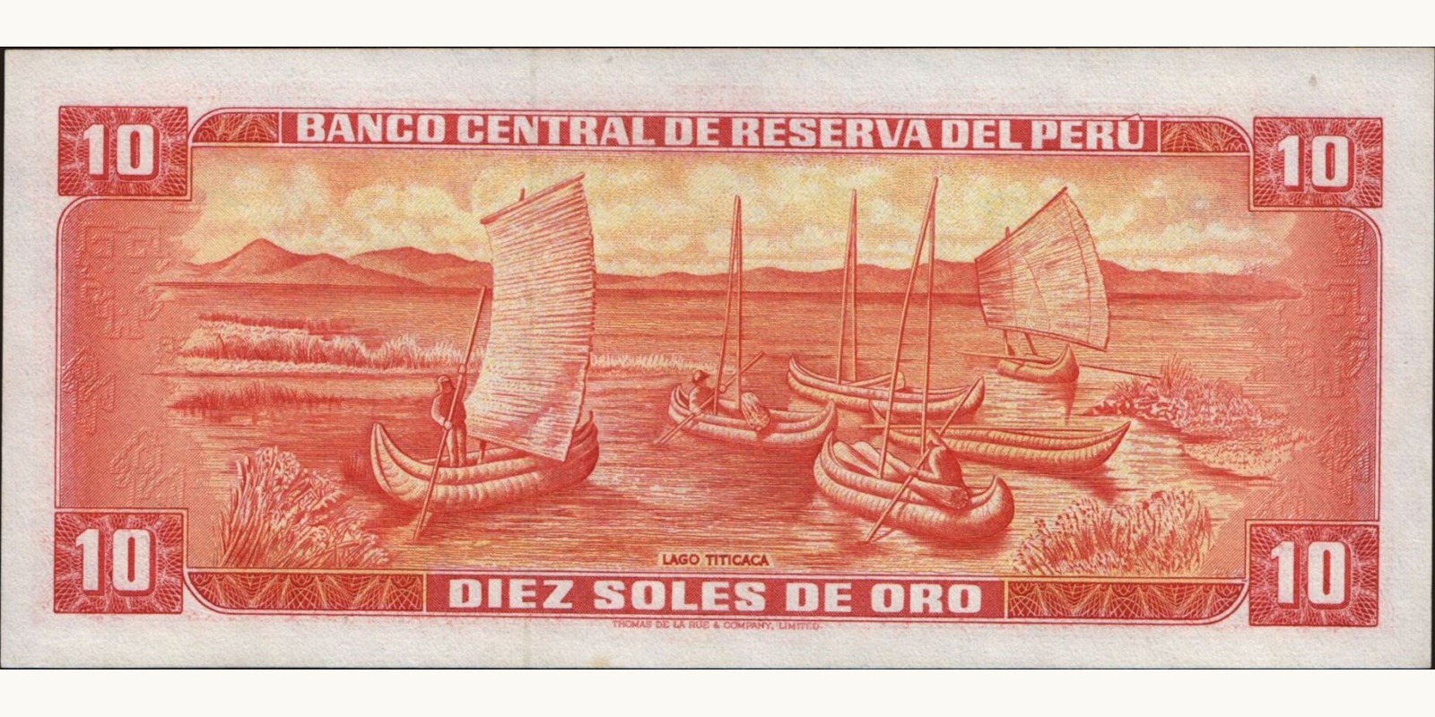 10 soles Перу 1974 — Оборотная сторона