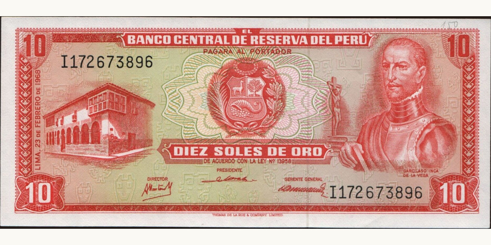 10 soles Peru 1975 — Front side